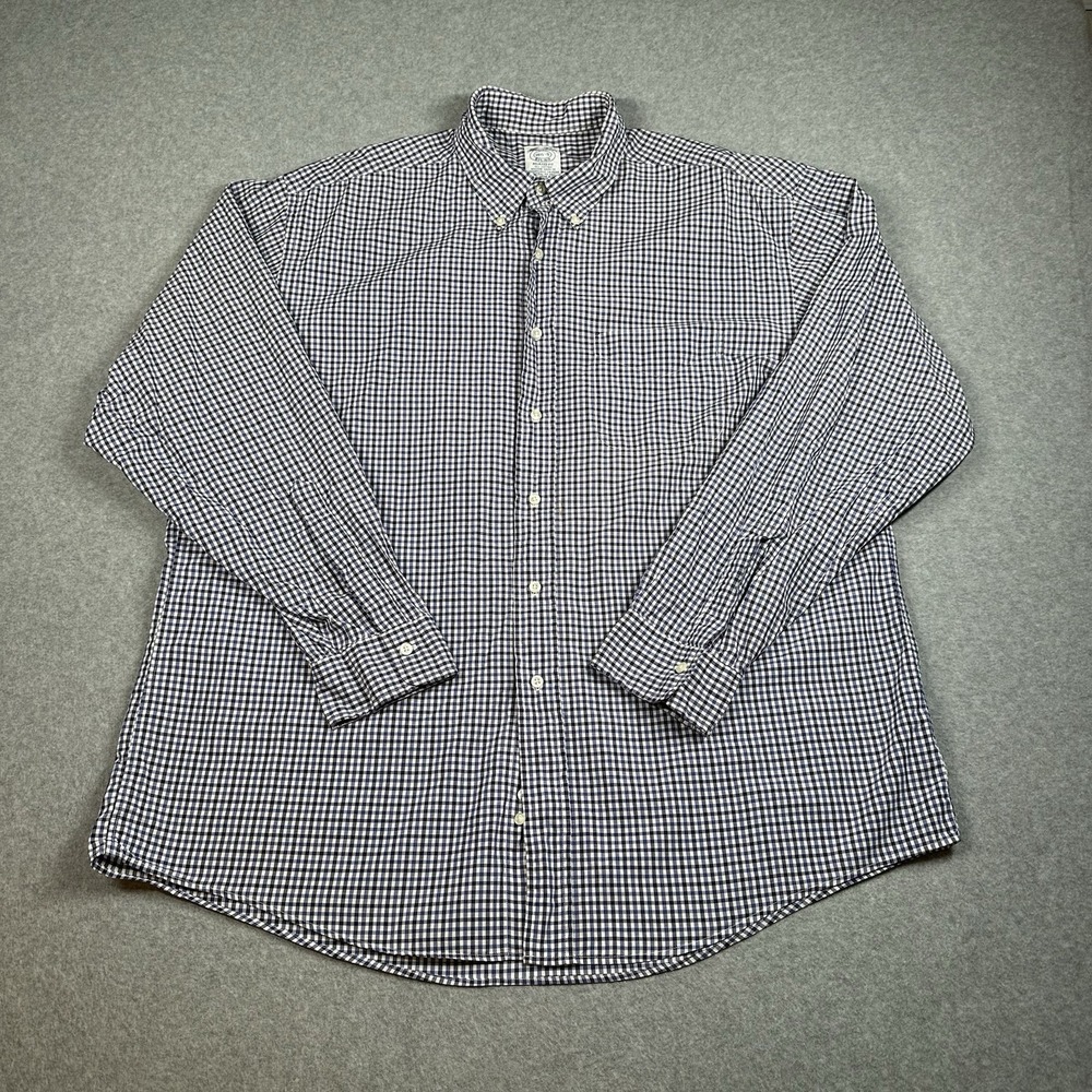 Brooks Brothers Gingham Button Down Relaxed Fit Shirt 16.5x35 All Cotton